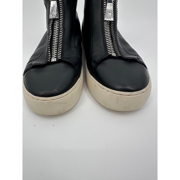 Frye Leather High‎ Top Zip Sneakers Black Platform Casual Shoes - Picture 7 of 8